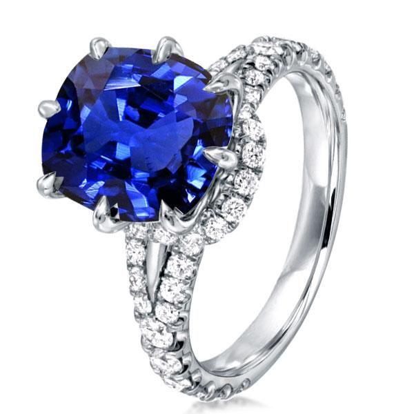 Cushion Cut Sterling Silver Engagement Ring - 5.00 CT Center Stone