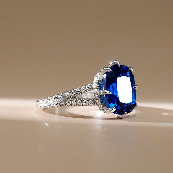 Cushion Cut Sterling Silver Engagement Ring - 5.00 CT Center Stone