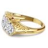 4.58 CT. TW. 3 Stone Cushion Cut Half Eternity Band Ring in 18K Gold Plated Sterling Silver