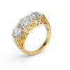 4.58 CT. TW. 3 Stone Cushion Cut Half Eternity Band Ring in 18K Gold Plated Sterling Silver