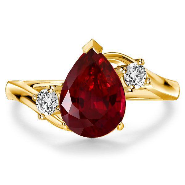 Golden Pear Garnet Three Stone Ring - Sterling Silver Engagement Ring