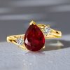 Golden Pear Garnet Three Stone Ring - Sterling Silver Engagement Ring