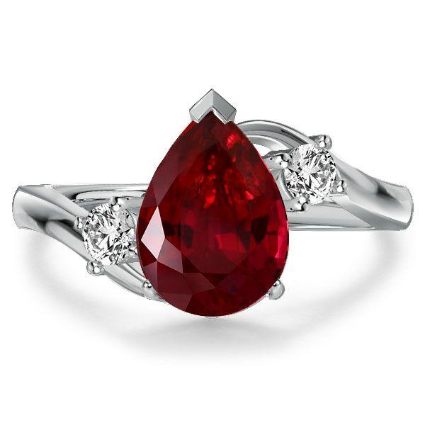 Golden Pear Garnet Three Stone Ring - Sterling Silver Engagement Ring