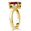 Golden Pear Garnet Three Stone Ring - Sterling Silver Engagement Ring