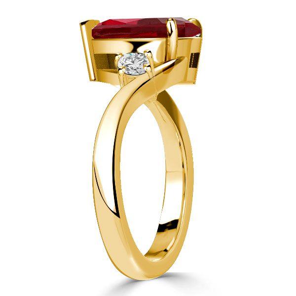 Golden Pear Garnet Three Stone Ring - Sterling Silver Engagement Ring