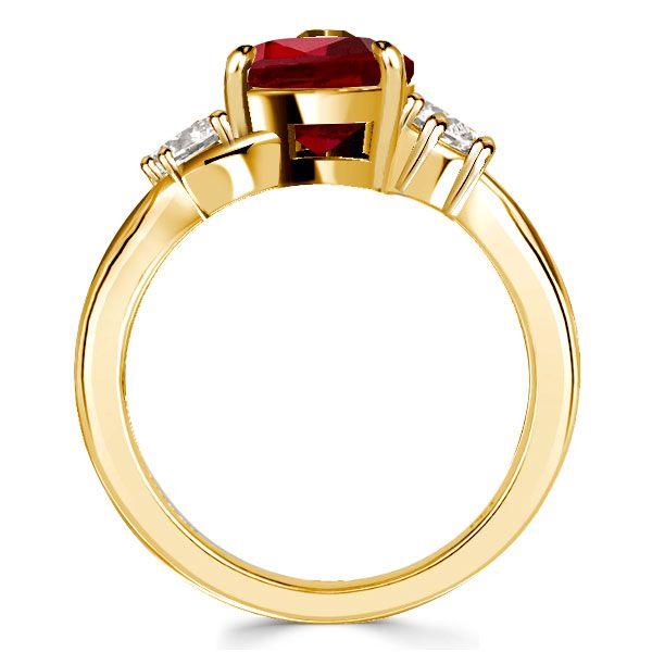 Golden Pear Garnet Three Stone Ring - Sterling Silver Engagement Ring