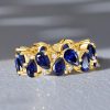 Blue Sapphire Pear-Shaped Eternity Anniversary Ring - 18K Gold Plated Sterling Silver