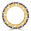 Blue Sapphire Pear-Shaped Eternity Anniversary Ring - 18K Gold Plated Sterling Silver
