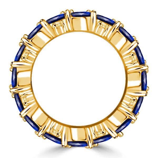 Blue Sapphire Pear-Shaped Eternity Anniversary Ring - 18K Gold Plated Sterling Silver