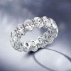 Classic Oval Cut Shared Prong Wedding Band in 925 Sterling Silver
