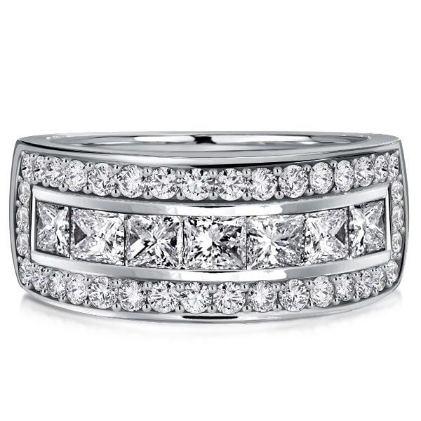 Princess Cut Half Eternity Wedding Band Anniversary Ring in Sterling Silver (1.80 CTW)
