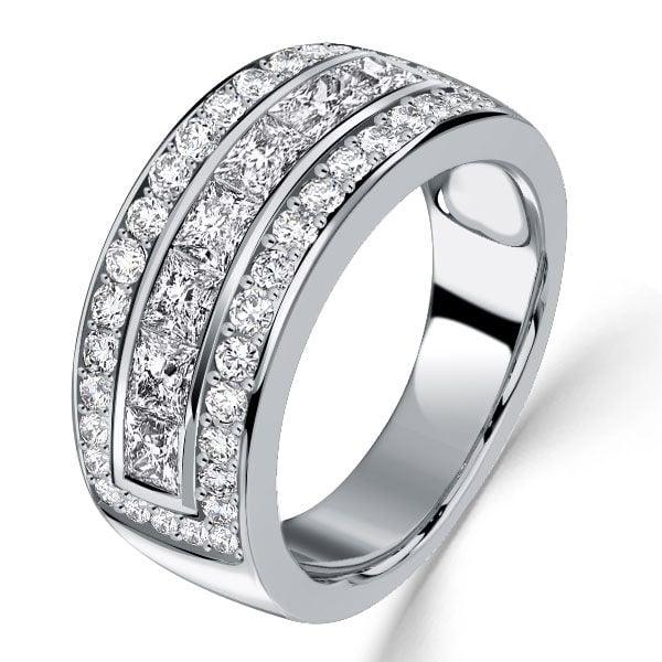 Princess Cut Half Eternity Wedding Band Anniversary Ring in Sterling Silver (1.80 CTW)