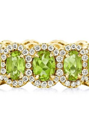 Golden Eternity Peridot Wedding Band - 18K Gold Plated Sterling Silver