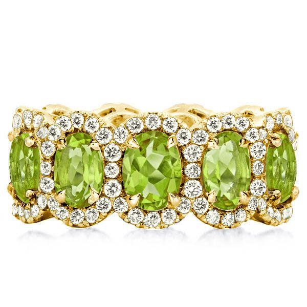 Golden Eternity Peridot Wedding Band - 18K Gold Plated Sterling Silver