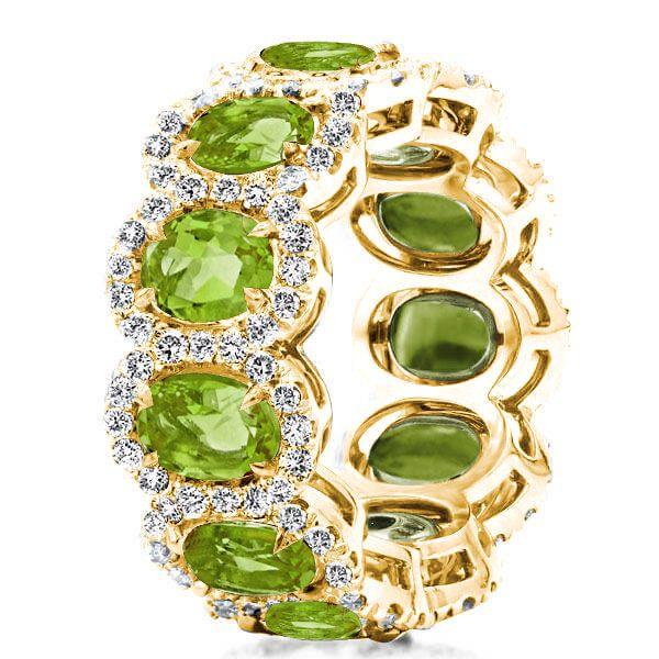 Golden Eternity Peridot Wedding Band - 18K Gold Plated Sterling Silver