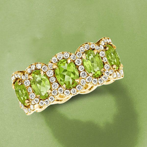 Golden Eternity Peridot Wedding Band - 18K Gold Plated Sterling Silver