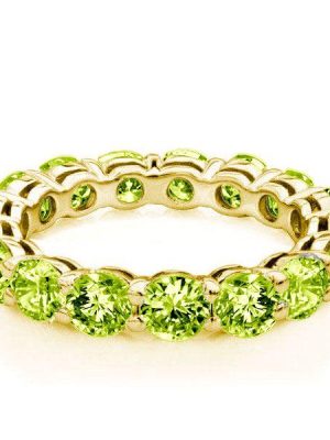 Eternity Peridot Wedding Band - 18K Gold Plated Sterling Silver