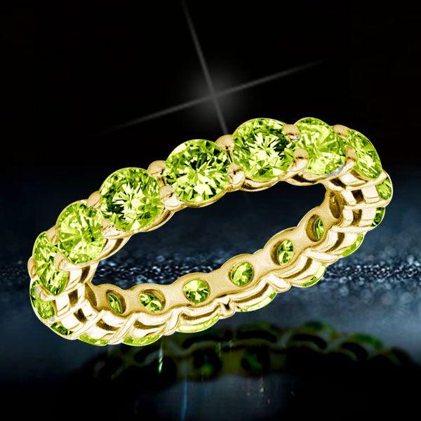 Eternity Peridot Wedding Band - 18K Gold Plated Sterling Silver