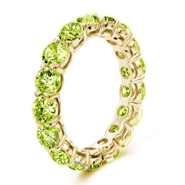 Eternity Peridot Wedding Band - 18K Gold Plated Sterling Silver