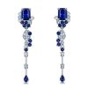 Emerald Cut Blue Drop Earrings - Sterling Silver Vintage Style Bosphorus Earrings