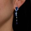 Emerald Cut Blue Drop Earrings - Sterling Silver Vintage Style Bosphorus Earrings