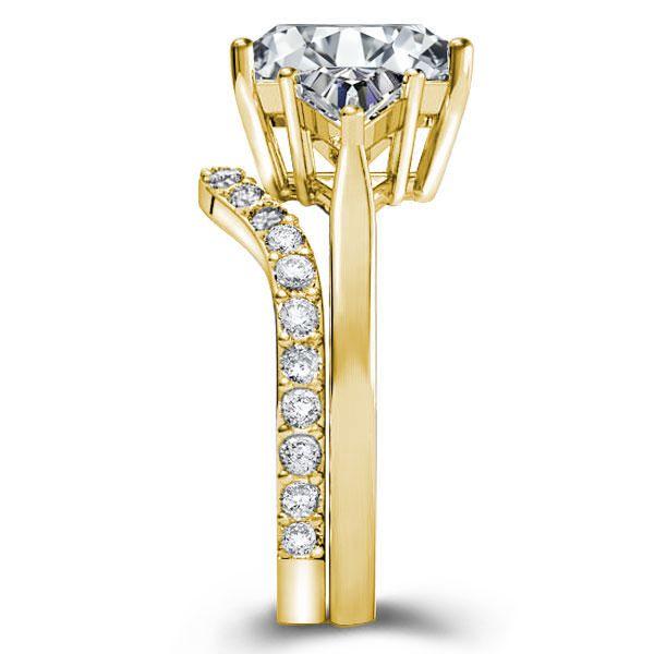 Radiant Cut Three Stone Engagement Ring Set - 18K Gold Plated Sterling Silver