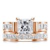 Royal Design Rose Gold Created White Sapphire Bridal Jewelry Set Sterling Silver