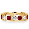 Sterling Silver White & Ruby Eternity Wedding Band - Flush Set - 3.75 CT. TW.