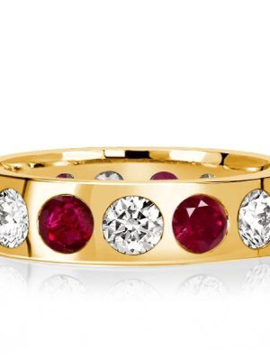Sterling Silver White & Ruby Eternity Wedding Band - Flush Set - 3.75 CT. TW.