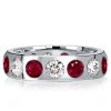 Sterling Silver White & Ruby Eternity Wedding Band - Flush Set - 3.75 CT. TW.