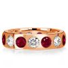 Sterling Silver White & Ruby Eternity Wedding Band - Flush Set - 3.75 CT. TW.