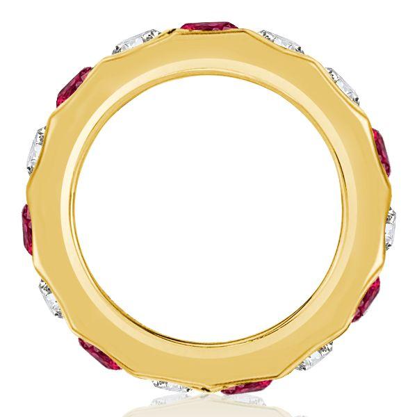 Sterling Silver White & Ruby Eternity Wedding Band - Flush Set - 3.75 CT. TW.