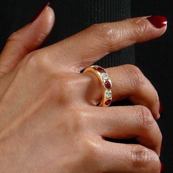 Sterling Silver White & Ruby Eternity Wedding Band - Flush Set - 3.75 CT. TW.