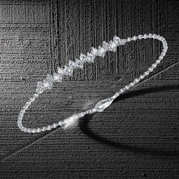 Sterling Silver Round Cut Chain Bracelet (0.70 CT. TW.) - 6", 7", 8", 9" Lengths