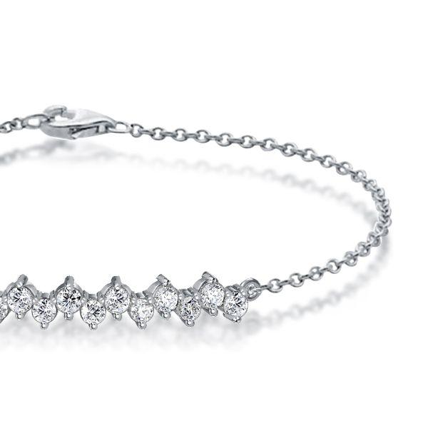 Sterling Silver Round Cut Chain Bracelet (0.70 CT. TW.) - 6", 7", 8", 9" Lengths