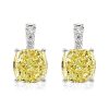 Yellow Topaz Cushion Cut Drop Earrings - 925 Sterling Silver