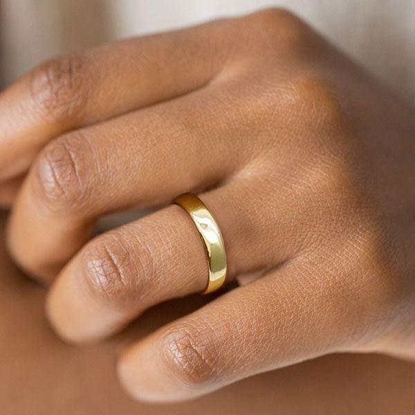 4mm 18K Gold Plated Sterling Silver Flat Wedding Band for Women