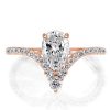 Rose Gold Pear Cut Engagement Ring - V-Design Sterling Silver