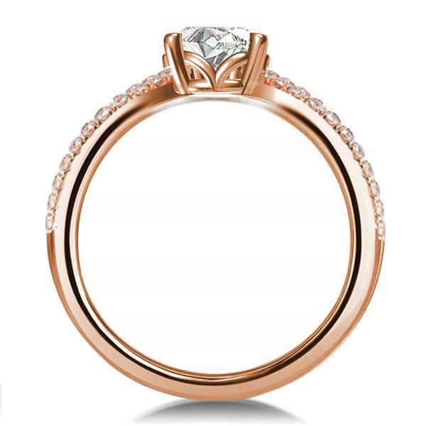 Rose Gold Pear Cut Engagement Ring - V-Design Sterling Silver