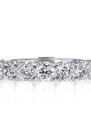 Platinum Plated Sterling Silver Half Eternity White Sapphire Wedding Band - 2.55 CT. TW.