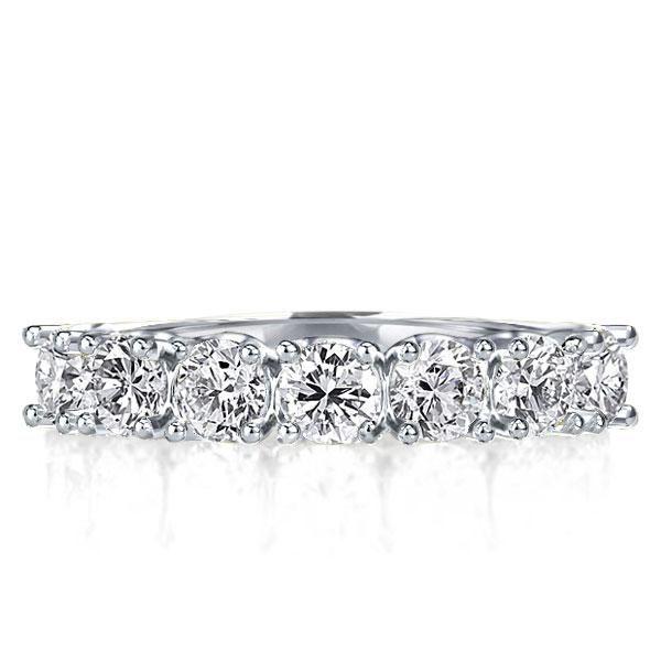 Platinum Plated Sterling Silver Half Eternity White Sapphire Wedding Band - 2.55 CT. TW.
