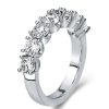 Platinum Plated Sterling Silver Half Eternity White Sapphire Wedding Band - 2.55 CT. TW.