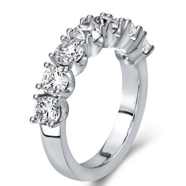 Platinum Plated Sterling Silver Half Eternity White Sapphire Wedding Band - 2.55 CT. TW.