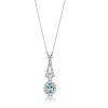 Vintage Milgrain Aquamarine Pendant Necklace in 925 Sterling Silver Oval Cut