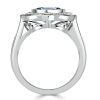 Vintage Halo Cushion Cut Blue Engagement Ring - Sterling Silver