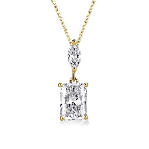 Radiant & Marquise Cut Pendant Necklace - 18K Gold Plated Sterling Silver