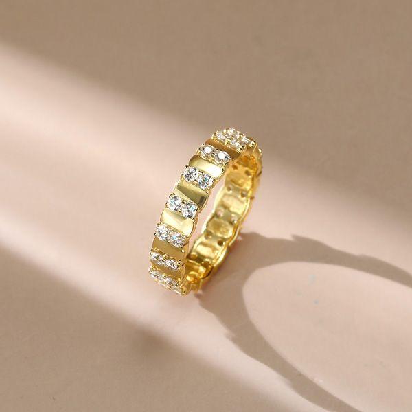 Double Row Eternity Band - 18K Gold Plated Sterling Silver Anniversary Ring