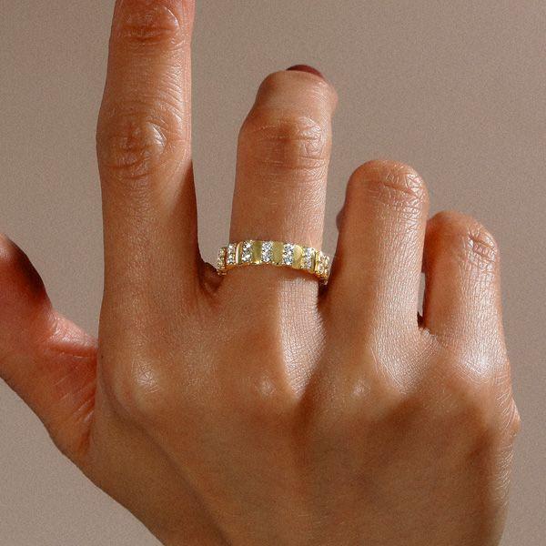 Double Row Eternity Band - 18K Gold Plated Sterling Silver Anniversary Ring