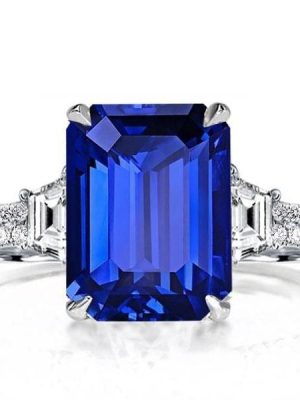Vintage Emerald Cut Engagement Ring in 925 Sterling Silver with 4.00 CT Center Stone