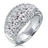 Halo Cushion Created White Sapphire Sterling Silver Wedding Band